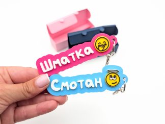 Ключодържател с текст и емоджи
