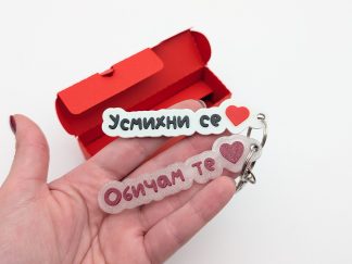 Ключодържател с текст и емоджи